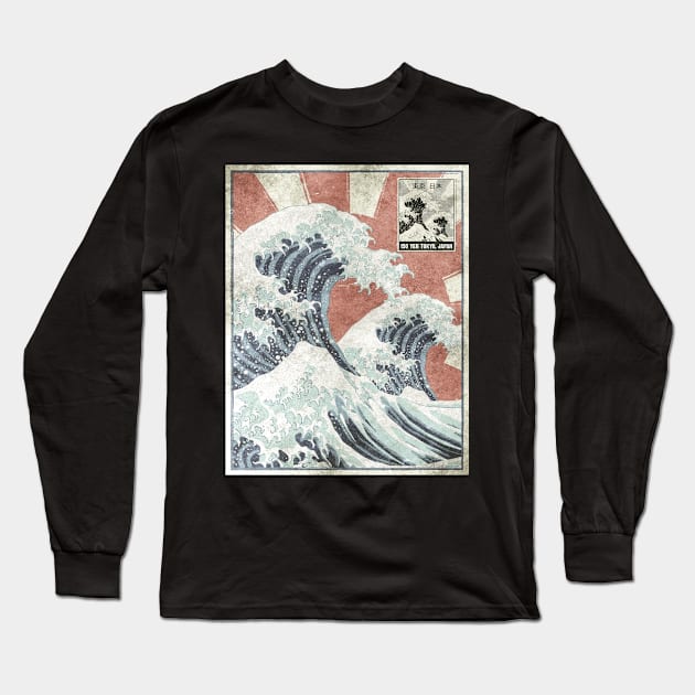 Great Wave Off Kanagawa Japanese Aesthetic Art Gift Long Sleeve T-Shirt by Alex21